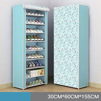 Простой шкаф для обуви из нетканого полотна, многослойный стеллаж для обуви, Складывающийся пылезащитный стеллаж для хранения обуви, полки - Цвет: 10 layer green