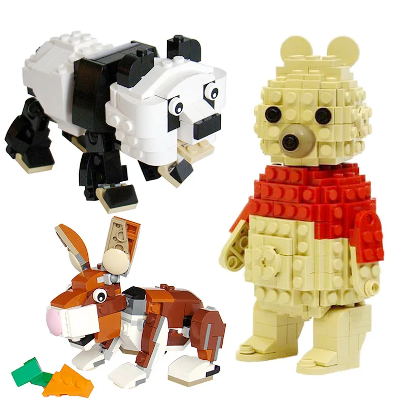 

Animal Collection Series Sets Panda Bear Rabbit Bricks MOC Building Blocks Cartoon Educational Toys For Xmas Kids Gift
