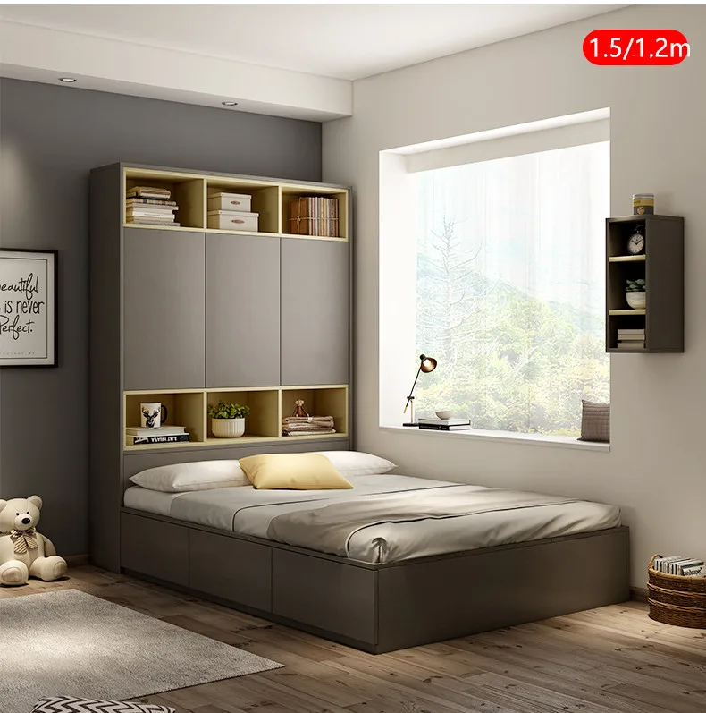 Горячая Распродажа детская кровать деревянная мебель с гардеробом для мальчиков