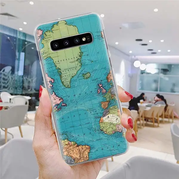 H04 Карта мира самолет Дорожный Чехол для телефона для samsung Galaxy S10 S10e S8 S9 Plus Note 10 Plus 9 8 S6 S7 Edge Твердый Чехол - Цвет: H04