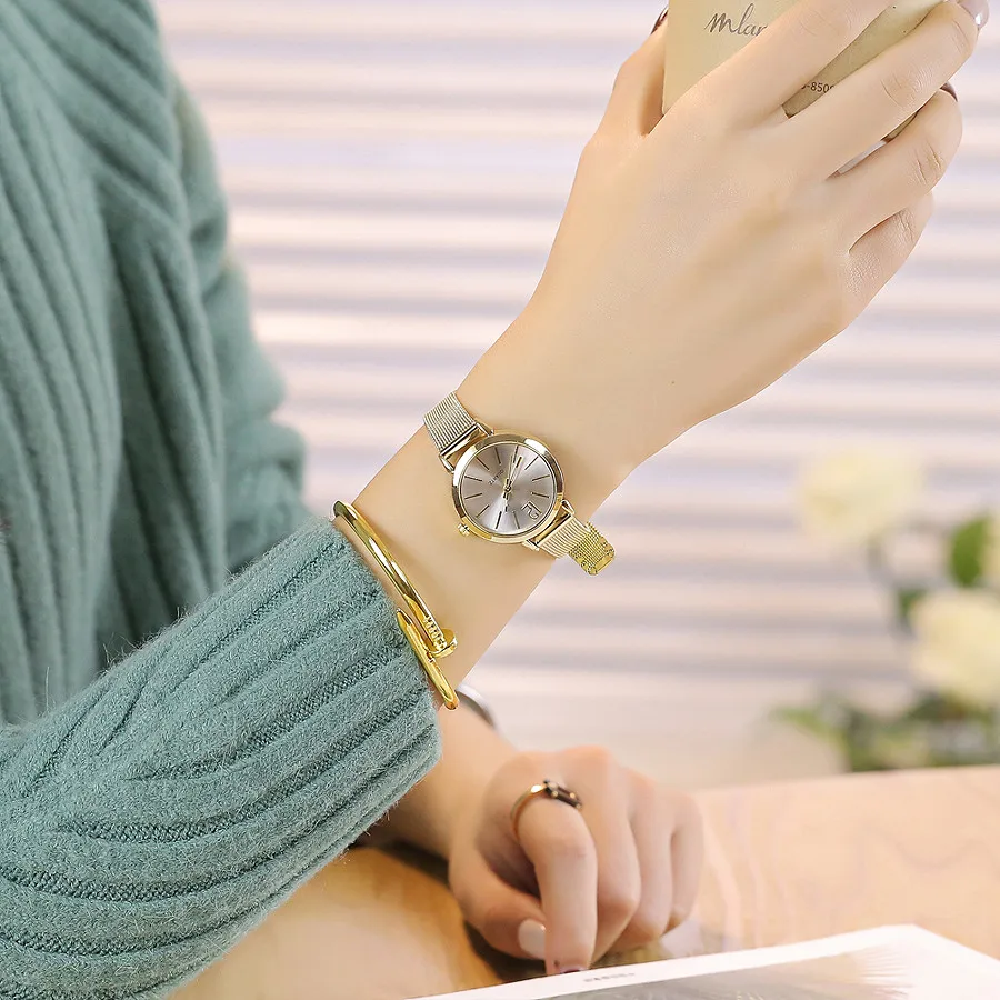 Vansvar женские часы круглый циферблат роскошные серебряные повседневные кварцевые