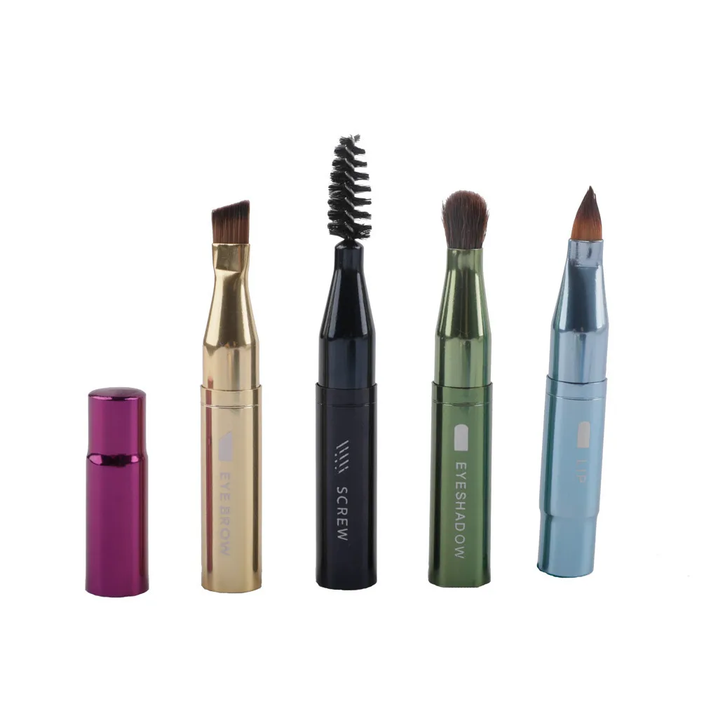 Набор кистей для макияжа с 4 головками выдвижная металлическая кисть теней век