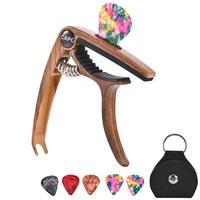 3 in 1 metal universal electric guitar capo with 5 picksleather picks bag case for acoustic electric guitars bass ukulele