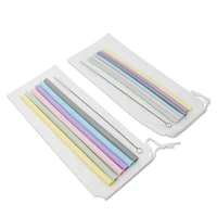 kitchen accessory reusable silicone drinking straws foldable flexible straw with cleaning brushes kids party supplies bar tools