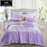 purple lace design 4 piece bedding sets luxury organic natural 100 tencel lyocell princess style bedclothes queen king size