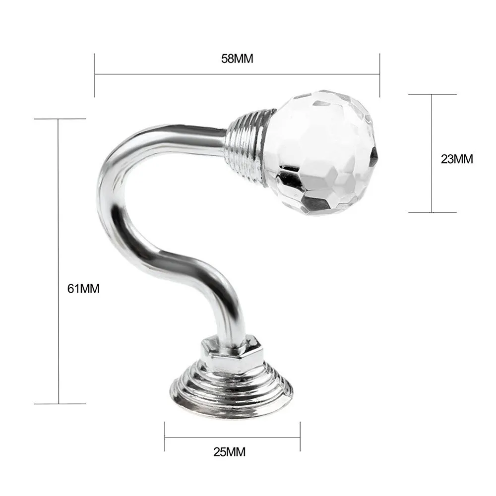 

2 X Crystal And Chrome Tie Back Hooks -ideal For Designer Fabric Curtains Window Strap Buckle Holder Magnetic Curtain Tieback