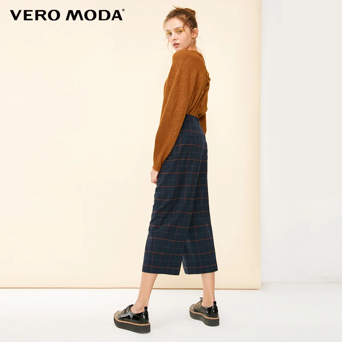 Vero Moda Новые брюки женские поступления повседневные клетчатые широкие укороченные брюки | 31836J528