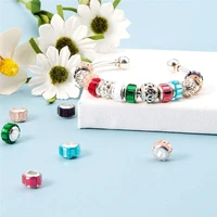 10pcs new wholesale lot square stripe color large hole european beads spacer charms for diy jewelry making fit pandora bracelet