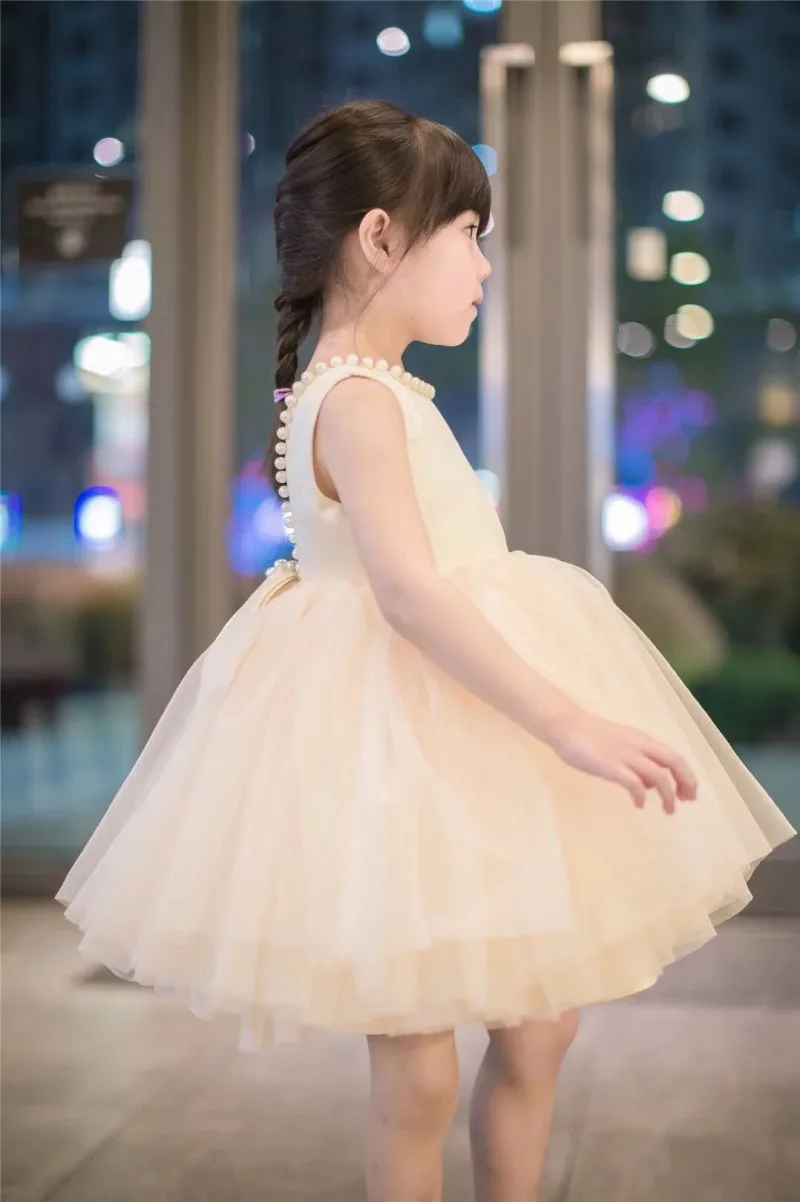 Тюль цвет Шампань накидка для девочки с цветами бисером бантом вечерние платья