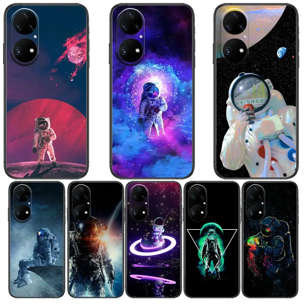 

Space journey Phone Case For Huawei p50 P40 p30 P20 10 9 8 Lite E Pro Plus Black Etui Coque Painting Hoesjes comic fas