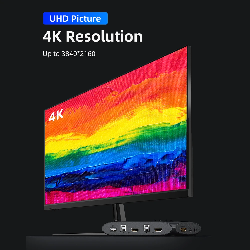 Квм переключатель Unnlink Hdmi 4K 1080P с расширителем 2 ноутбука 1 монитор 4 USB 0 для мыши