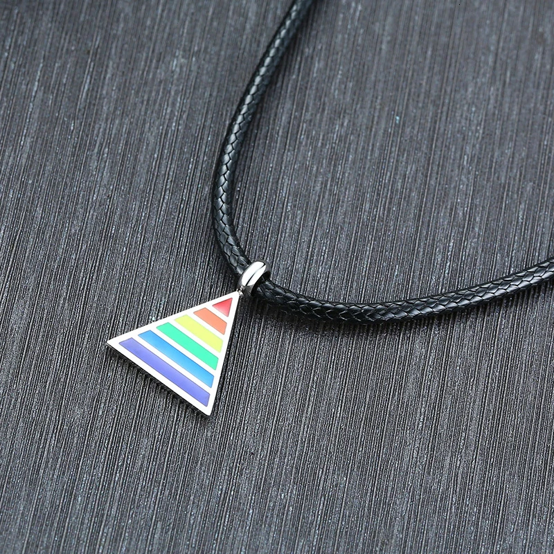 Gay Rainbow triangle Pride женское ожерелье цепочка LGBT Оловянная подвеска унисекс подарки |