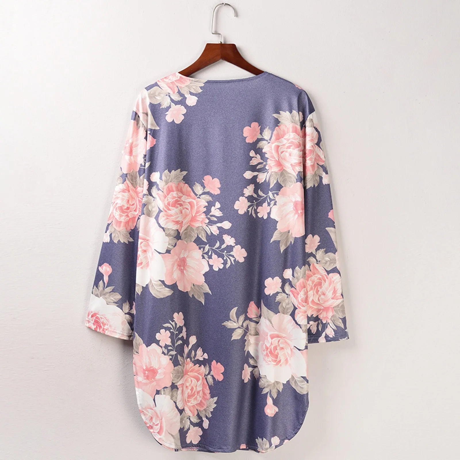 

2021 Tops Women's Casual Fashion Loose Retro Print Long Sleeve Side Slit Cardigan Jacket