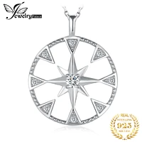 jewelrypalace star 925 sterling silver cubic zirconia pendant necklace circle round simulated diamond pendant women no chain