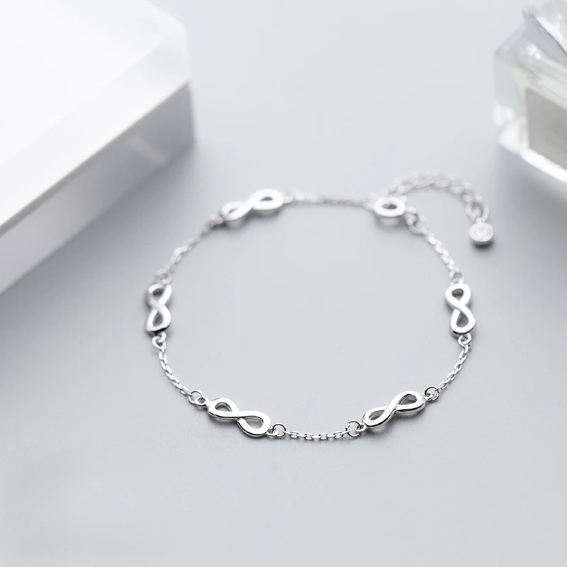 

XMD 925 Sterling Silver Infinity Lover Infinite Chain Link Femme Bracelet for Women Valentine's Day Gift Jewelry