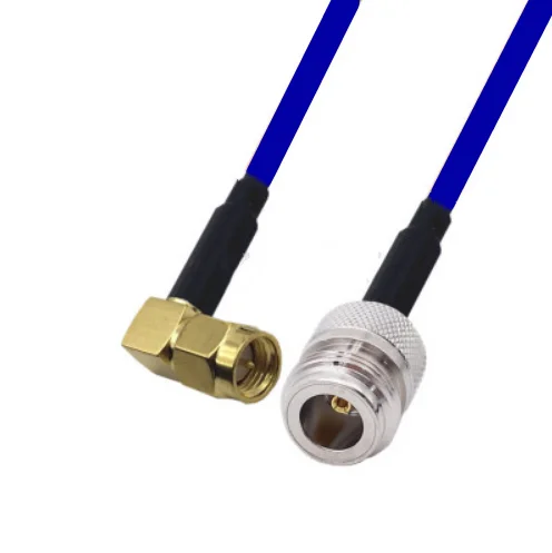 

N Female to SMA Male Right angle Connector RG405 RG-405 Semi Flexible Coaxial Cable .086" 50ohm Blue