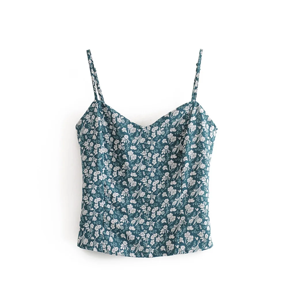 Весна 2020 женский новый Французский Сад цветочный принт тонкий стрейчевый корсет