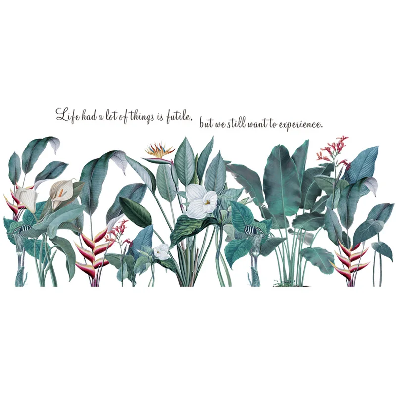 Большая наклейка на стену 112cmX50 зеленая оставьте растение для дома гостиной