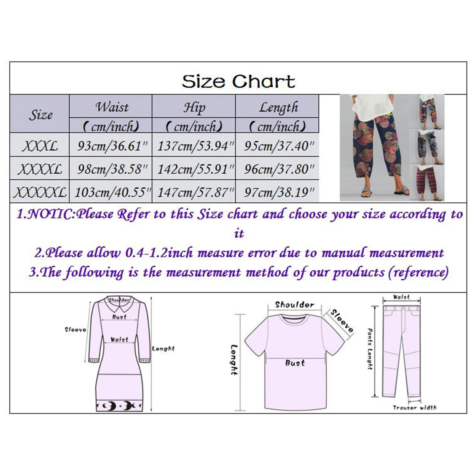 

Casual Elastic Waist Long Trousers Summer Harem Pants Women Vintage Floral Printed Pants Asymmetrical Pantalon Plus Size #T1G