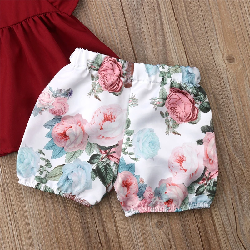 

AA Girls Baby Clothes Summer Ruffle Tops T-shirt Floral Shorts Baby Newborn Set Cotton Girl Set Casual Infant Girl Clothing