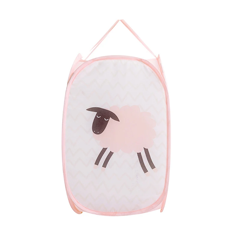 Pink sheep Складная корзина для грязной одежды с изображением животных из мультфильмов, хозяйственная корзина для белья, дышащая корзина для хранения одежды - Цвет: Pink sheep