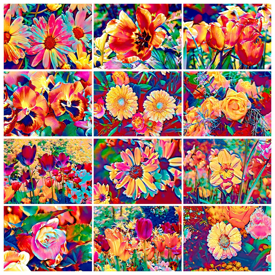 

5D Diy Diamond Painting Kits for Adult Color Flower Full Drill Diamond Embroidery Rhinestone Art Mosaic Home Decor Cross Stitch