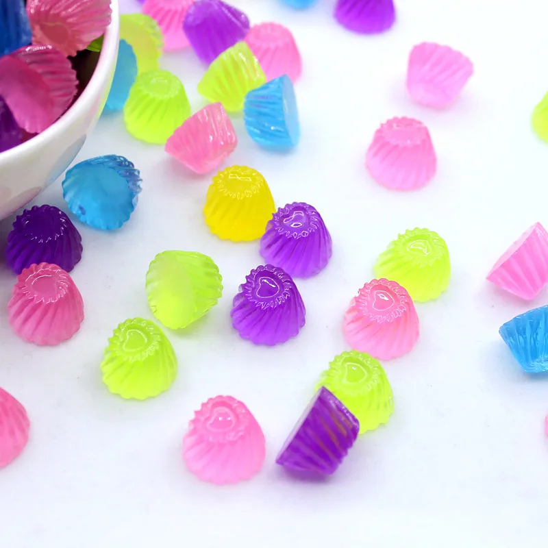 100pcs resin simulation candy 1116mm mixed color spiral candy heart diy resin flat back accessories for headdress button phone free global shipping