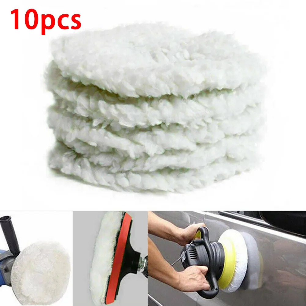

Reusable Polishing Pad White Wool 10Pcs/kit Accessories Bonnet Buffer Car Polisher