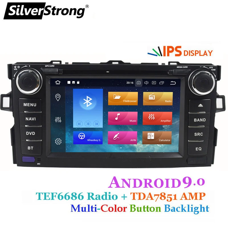 SilverStrong Android9.0 автомобиль 2DIN для TOYOTA AURIS хэтчбек 2G+ 16 г автомагнитола gps для автомобиля Toyota DVD AURIS-8L