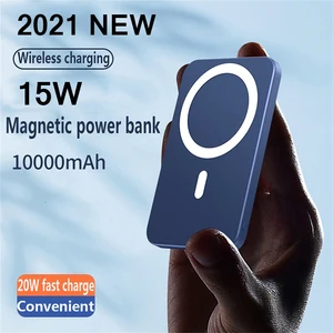 2021 new 10000mah portable magnetic wireless power bank 15w fast charger for iphone 12 13 pro max mobile phone external battery free global shipping