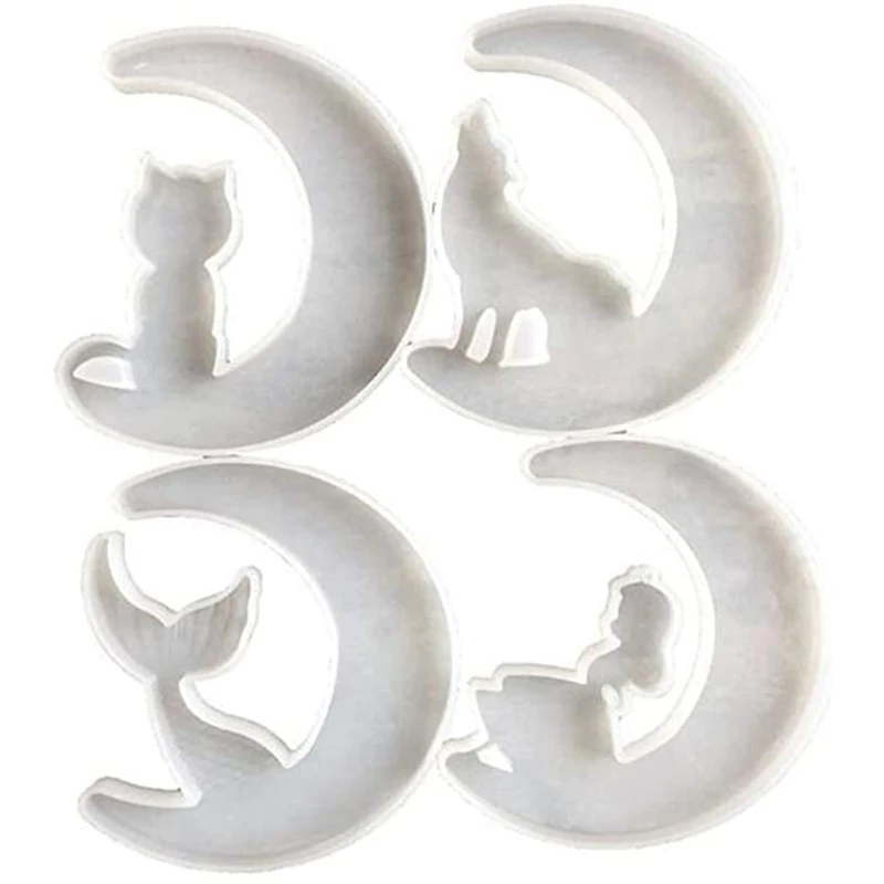 4 шт. силиконовые формы в виде полумесяца волк кошка феи рыбьего хвоста | Дом и сад