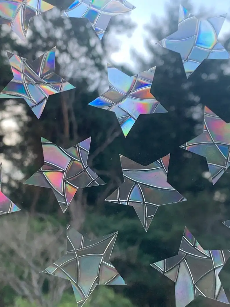 

Mini Star Window Prisms Set of 12 Rainbow Sticker Prism Window Window Decor Suncatcher Decal Bird Window Alert