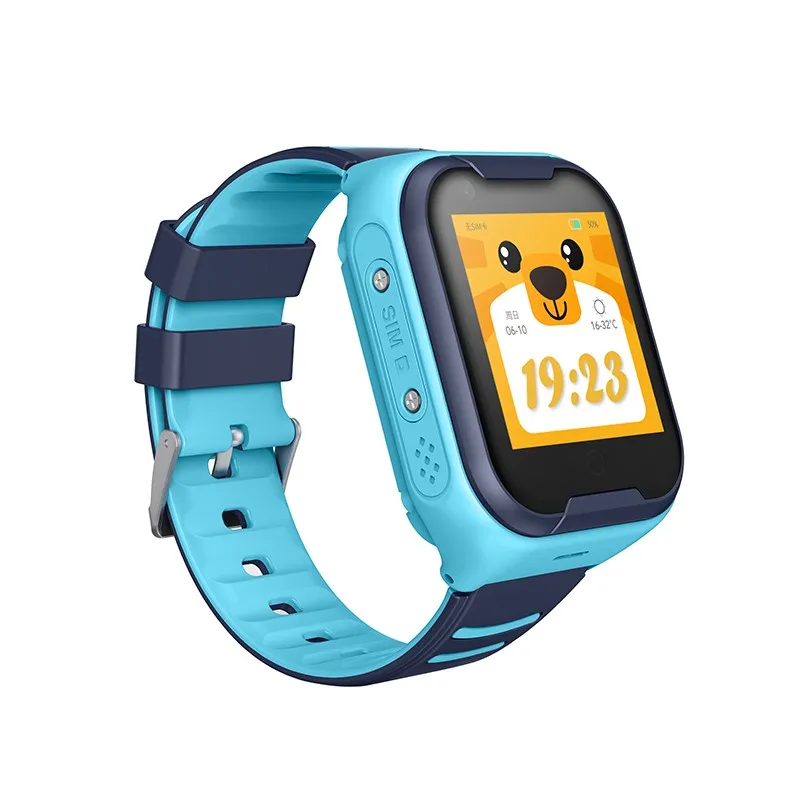 with box Blue Умные часы для детей, сеть 4G, Wi-Fi, gps, SOS, умные часы для детей, видеозвонок, IP67, водонепроницаемый будильник, камера, детские часы - Цвет: with box Blue
