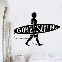 Summer Holiday Vinyl Wall Decal Surfing Guy Surf Beach Surfer Quote Home Bedroom Art Murals  Swimming pool Decoration M318
