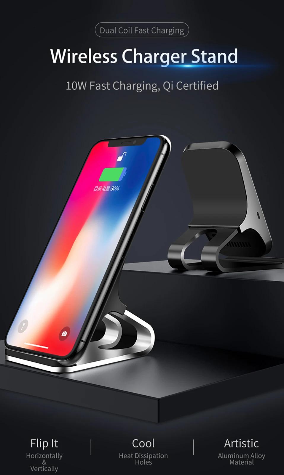 Беспроводное зарядное устройство Qi для iPhone XS MAX XR Xiaomi Mi 9, модная интеллектуальная инфракрасная быстрая Беспроводная зарядка для samsung Galaxy S8 S9 S10