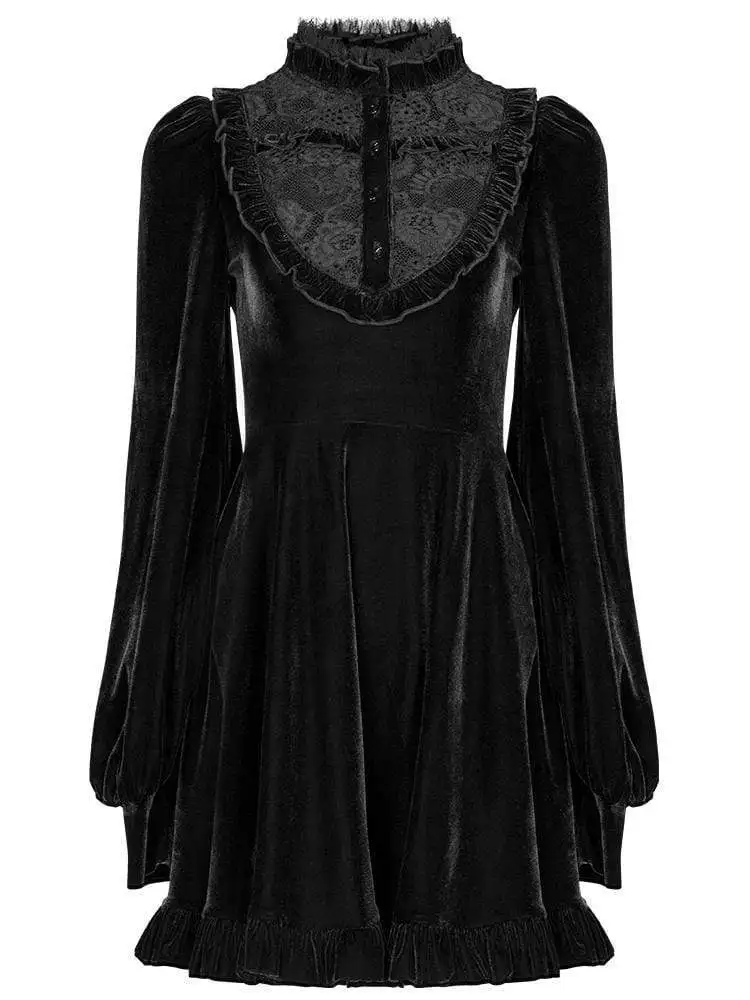 Панк рейв женские Кружева Раффлед Луна пуговицы фонари рукавами бархатные