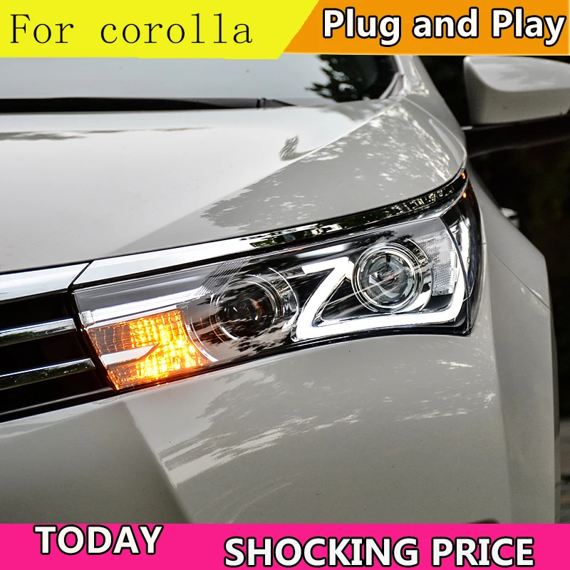 

Car Styling Head Lamp for Toyota corolla Headlights 2014 -2017 LED Headlight Bi-Xenon LED DRL crolla Headlight assembly