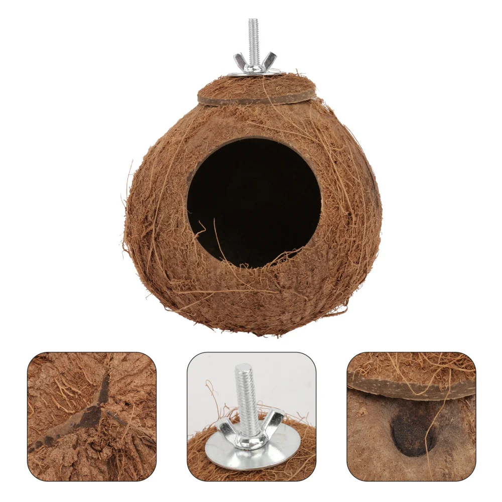 

1PC Coconut Shell Birds Nest Parrot Birds Nest Pet Parrot Biting Plaything