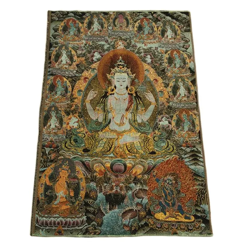 

Картина из парчи Thangka, вышивка из шелка, Будда, золотой Шелковый плетеный белый тара