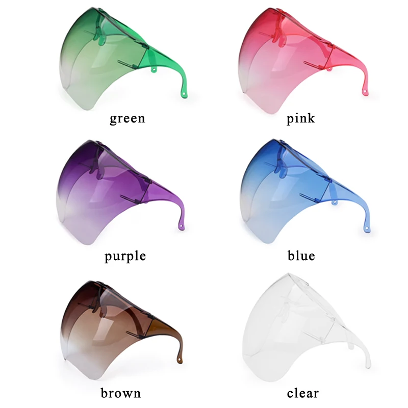 

LongKeeper Face Shield Glasses Men Women Fashion Safety Goggle Sunglasses Transparent Brown Oversized Shades Protective Glasses