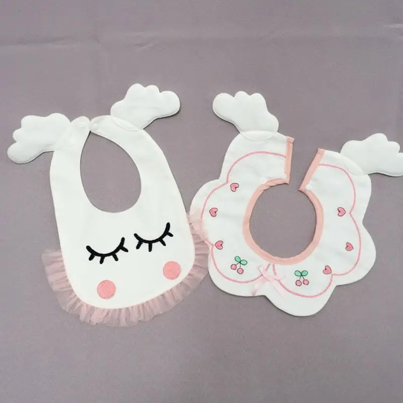 2 шт./компл. Детские Водонепроницаемые хлопковые нагрудники с вышивкой