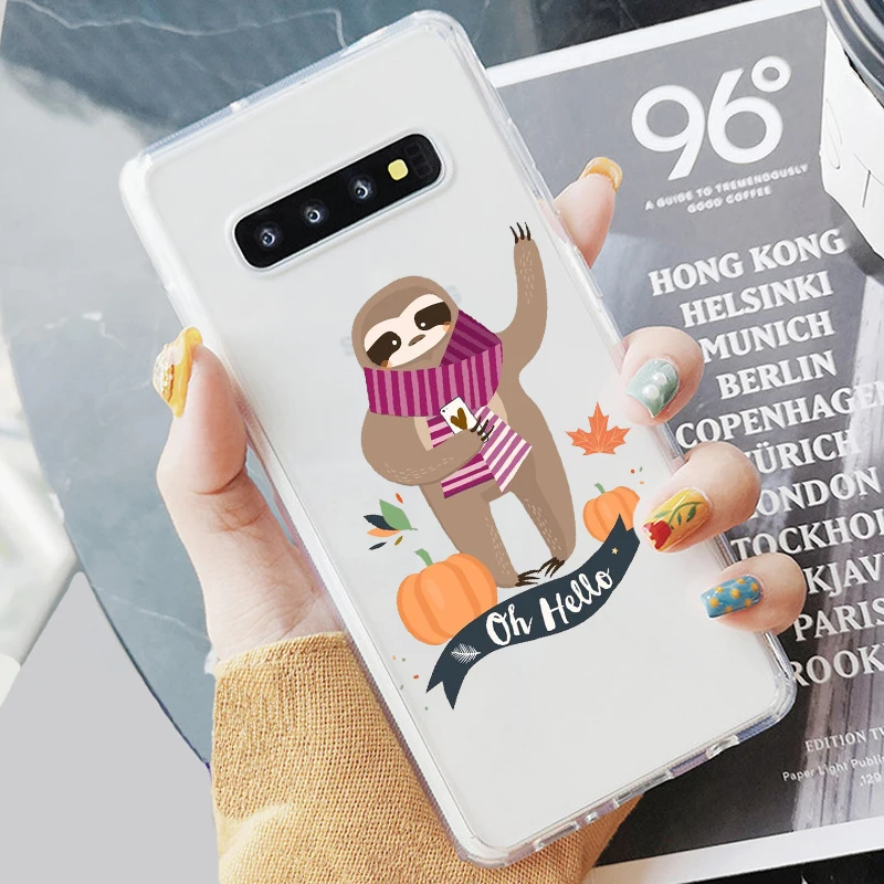 Милый мягкий прозрачный чехол из ТПУ с принтом ленивых животных для телефона Samsung