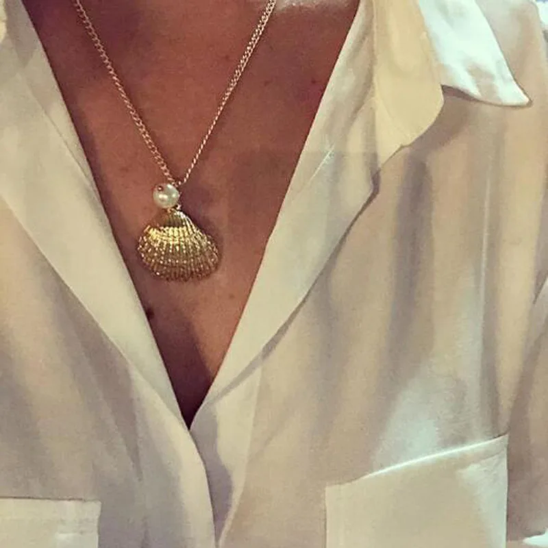 1 предмет Модный комплект для женщин в виде ракушки жемчужные ожерелья большой