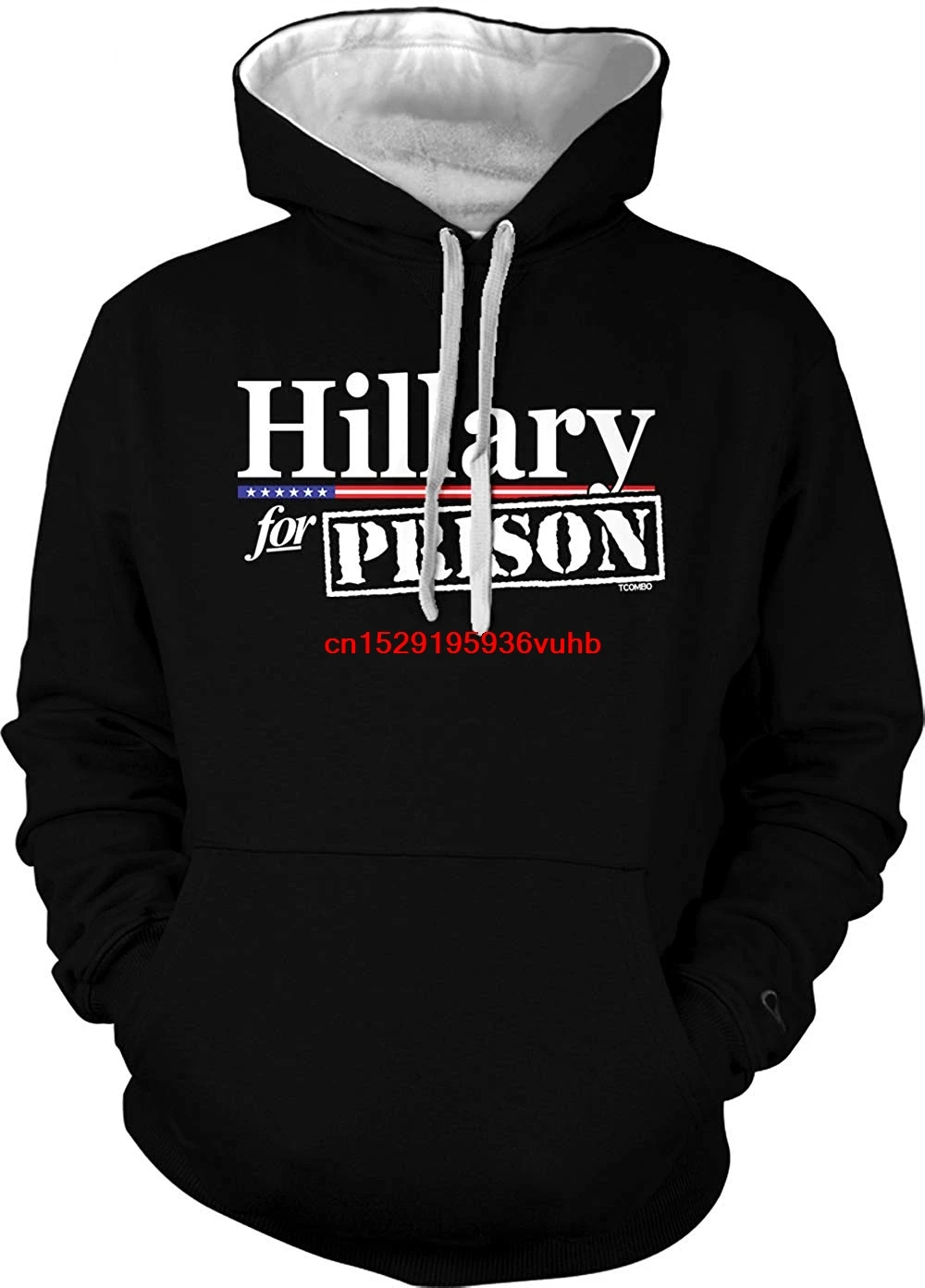 Хиллари для тюрьмы взрослых Two Tone свитер с капюшоном (черный/белый цвет большие) |