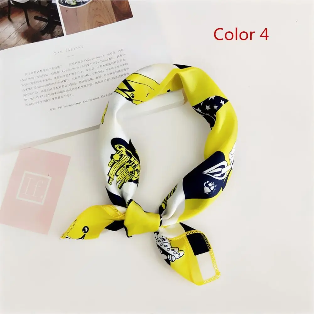 Women Silk Neckerchief Attendants Waiter Flight Satin Business Smooth Retro Head Band Stripe Small Square Scarf Scarves |