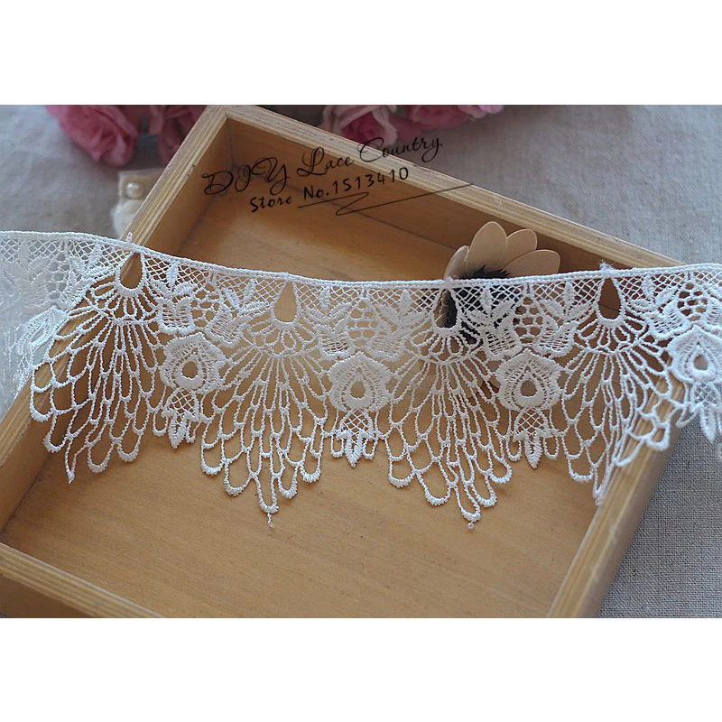 Кружевная ткань с павлином белая ярдов/партия бахромой из перьев для невесты