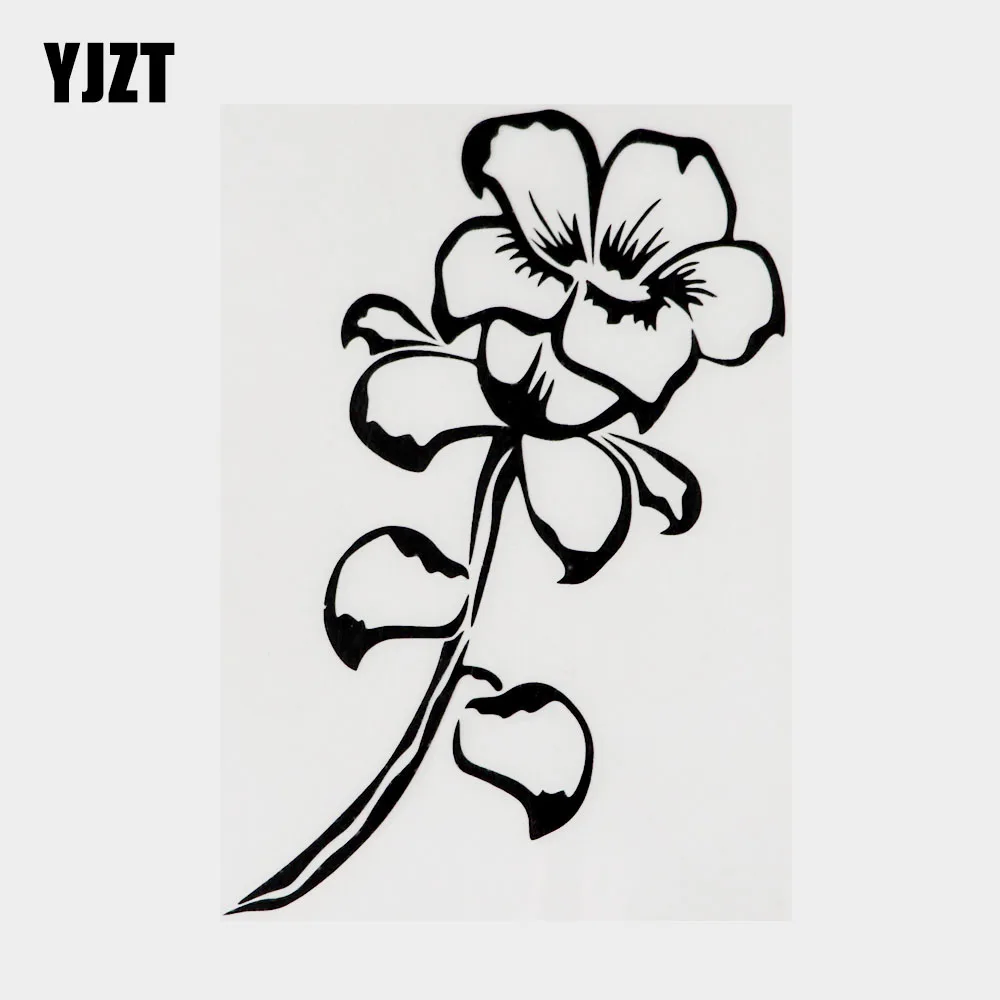 

YJZT, 11 см × 14,8 см, красивая Виниловая наклейка с растениями и цветами для мотоцикла и автомобиля, черная/Серебристая Наклейка 18B-0404