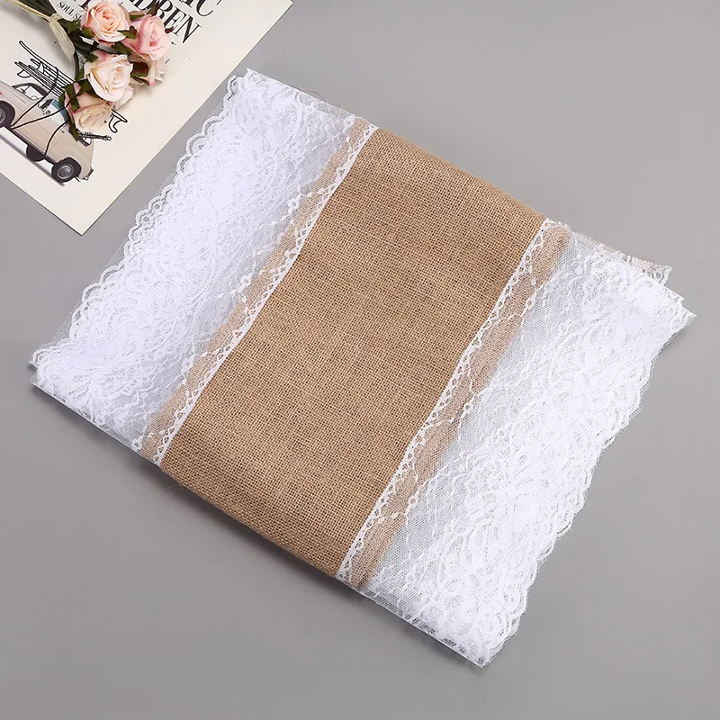 Винтажная белая Рождественская кружевная джутовая льняная скатерть из