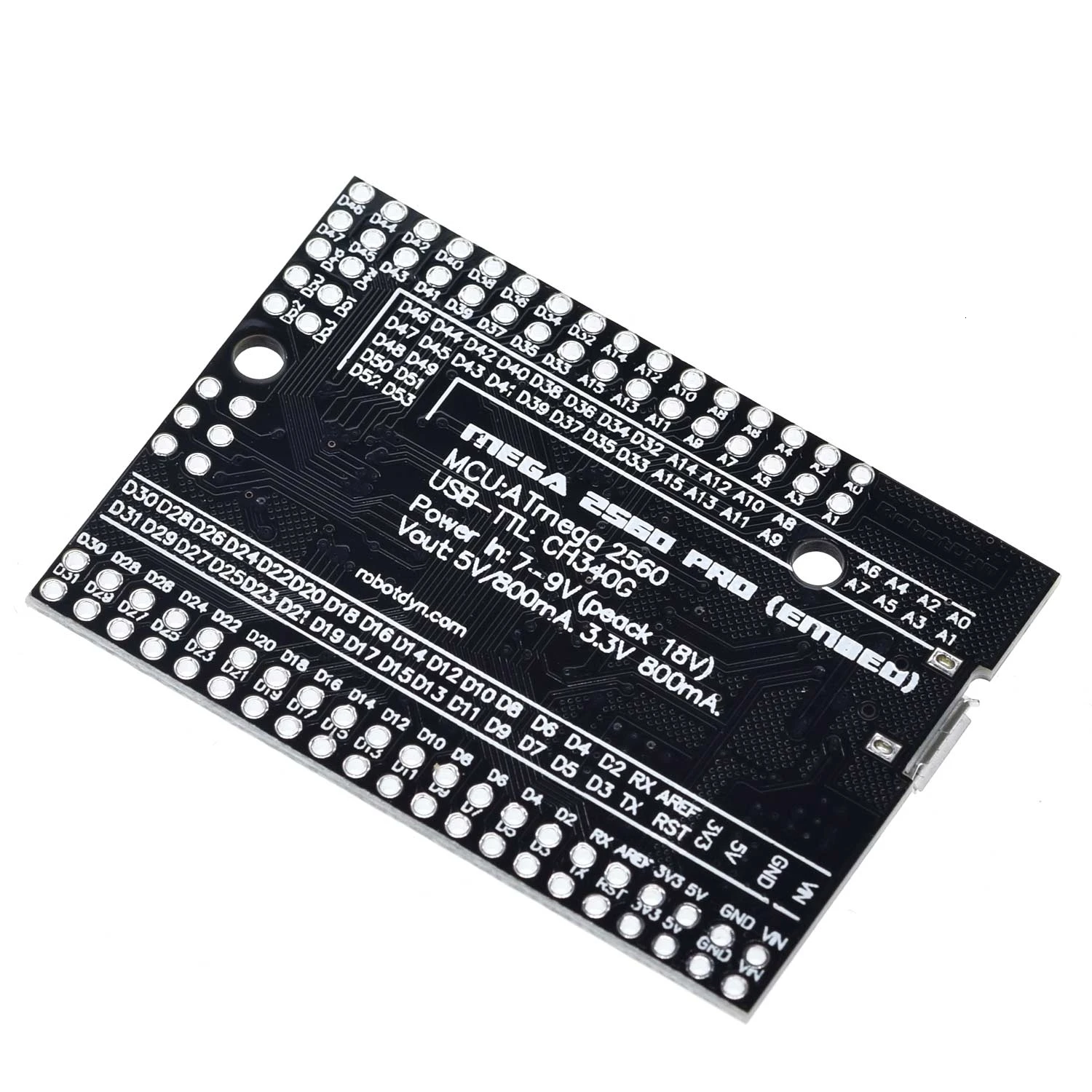 TZT Mega 2560 PRO MINI 5V(встраивание) CH340G ATmega2560-16AU с наконечниками, совместимыми с arduino Mega 2560