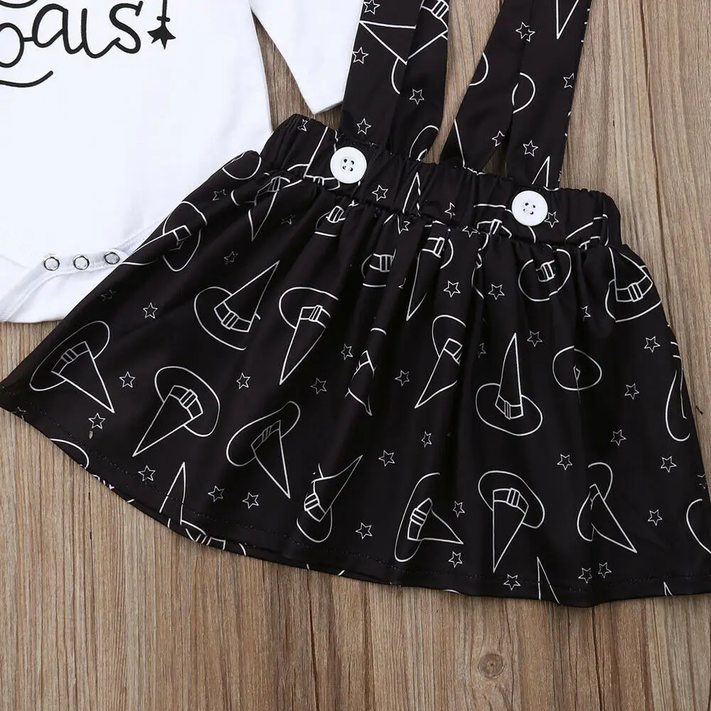 Новинка 2019 костюм на Хэллоуин для маленьких девочек комбинезон с оборками топы